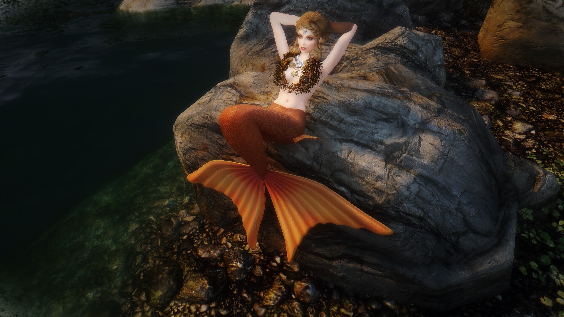 Green apelsin русалка. Skyrim Mermaid. Скайрим Mermaids. Скайрим мод русалки. Скайрим русалки.